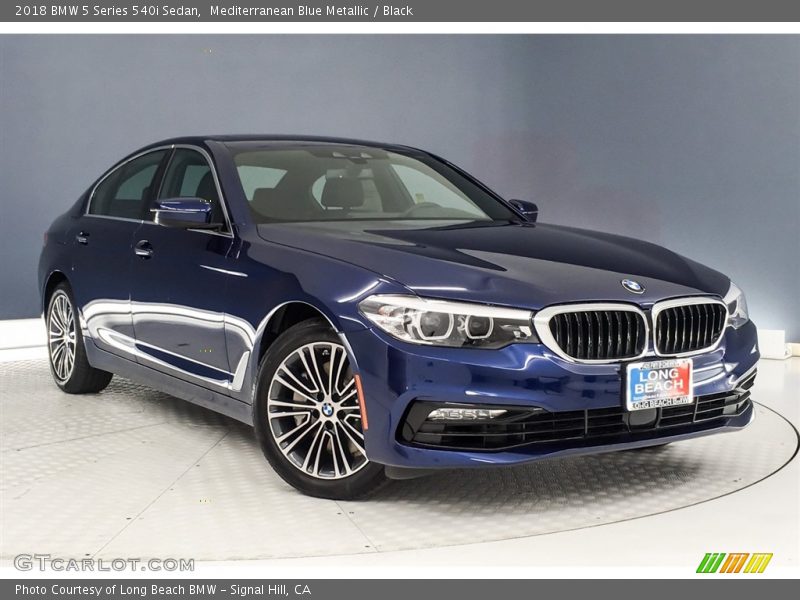 Mediterranean Blue Metallic / Black 2018 BMW 5 Series 540i Sedan