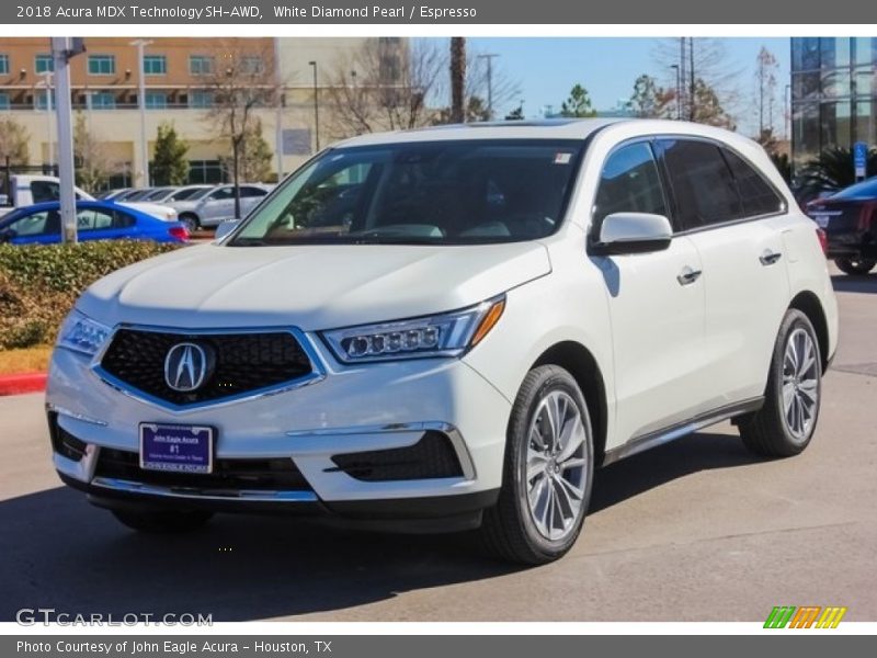 White Diamond Pearl / Espresso 2018 Acura MDX Technology SH-AWD