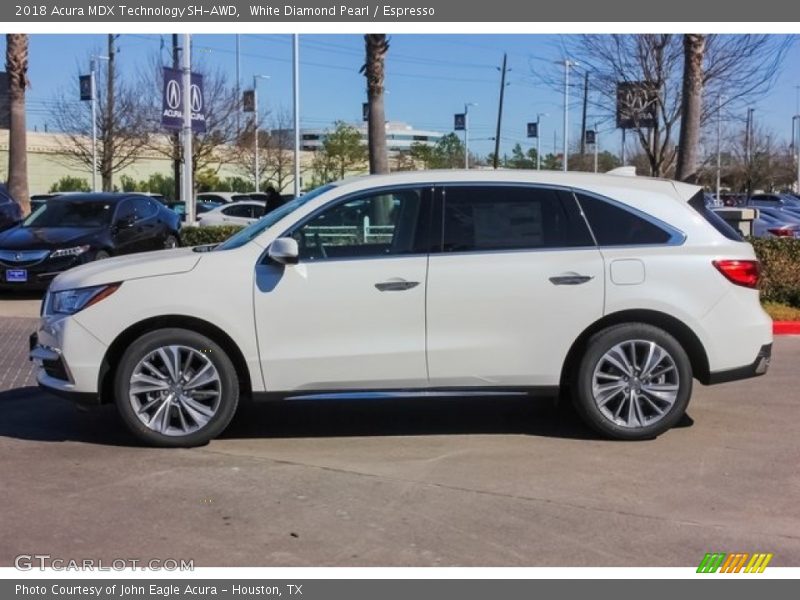 White Diamond Pearl / Espresso 2018 Acura MDX Technology SH-AWD