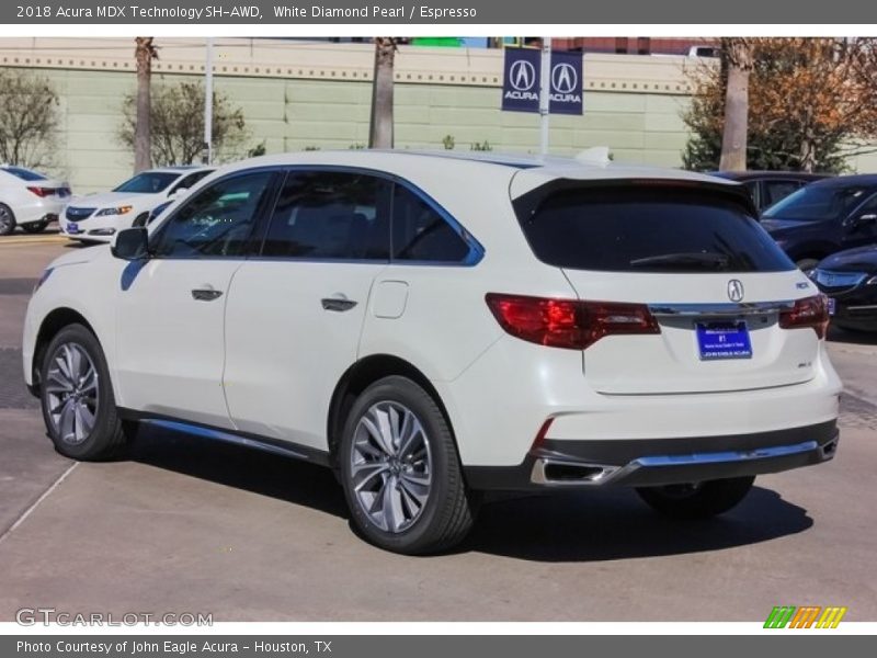 White Diamond Pearl / Espresso 2018 Acura MDX Technology SH-AWD