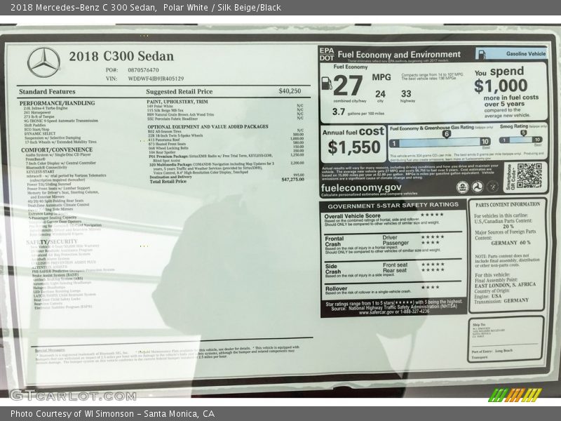 Polar White / Silk Beige/Black 2018 Mercedes-Benz C 300 Sedan
