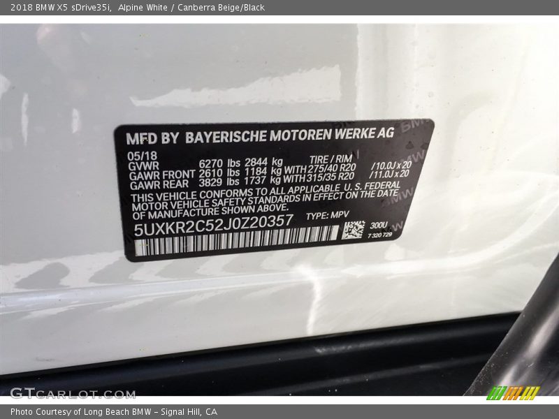 Alpine White / Canberra Beige/Black 2018 BMW X5 sDrive35i