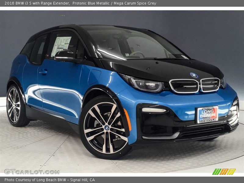 Protonic Blue Metallic / Mega Carum Spice Grey 2018 BMW i3 S with Range Extender