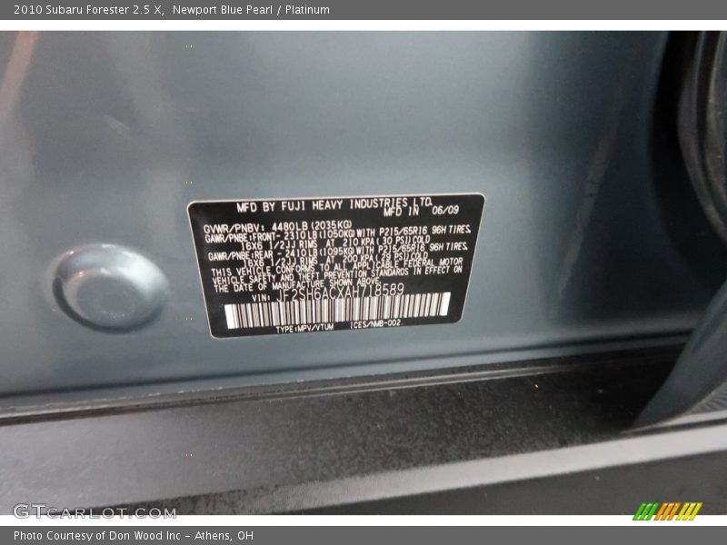Newport Blue Pearl / Platinum 2010 Subaru Forester 2.5 X