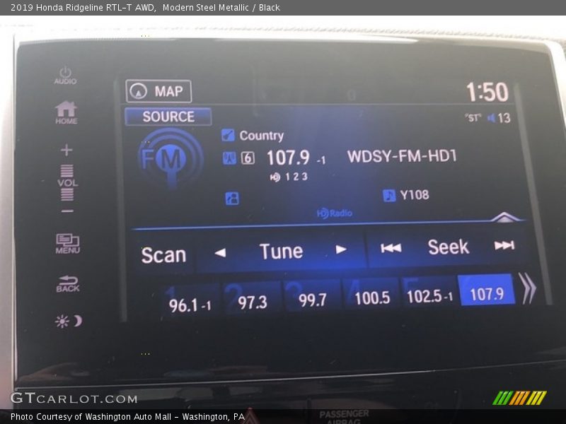 Modern Steel Metallic / Black 2019 Honda Ridgeline RTL-T AWD