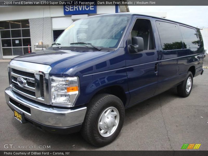 Dark Blue Pearl Metallic / Medium Flint 2008 Ford E Series Van E350 Super Duty XLT 15 Passenger