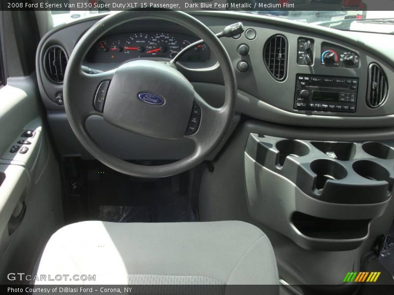 Dark Blue Pearl Metallic / Medium Flint 2008 Ford E Series Van E350 Super Duty XLT 15 Passenger