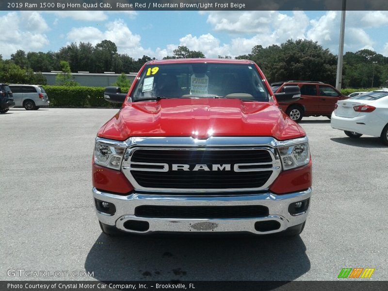 Flame Red / Mountain Brown/Light Frost Beige 2019 Ram 1500 Big Horn Quad Cab