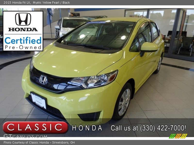 Mystic Yellow Pearl / Black 2015 Honda Fit LX