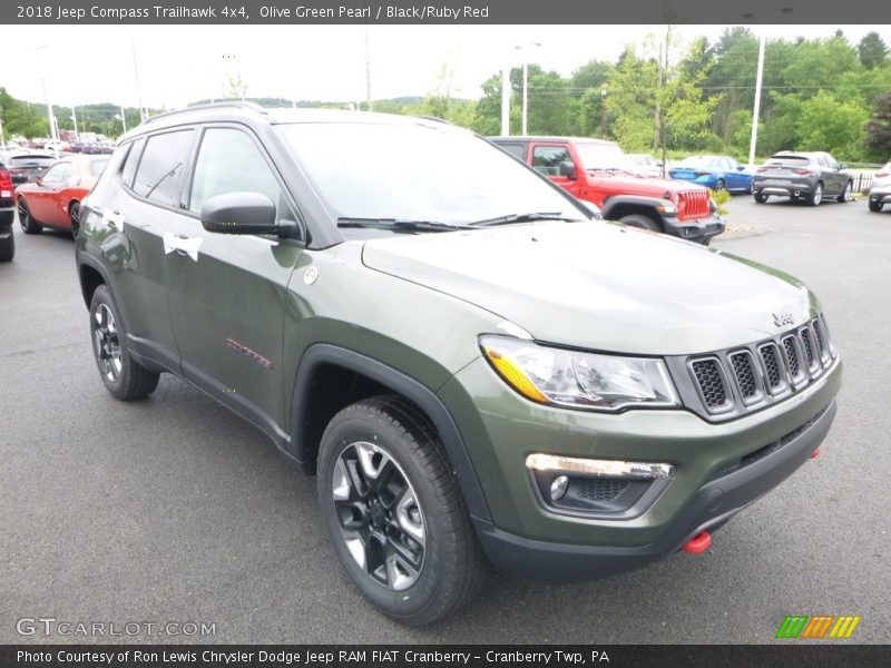 Olive Green Pearl / Black/Ruby Red 2018 Jeep Compass Trailhawk 4x4