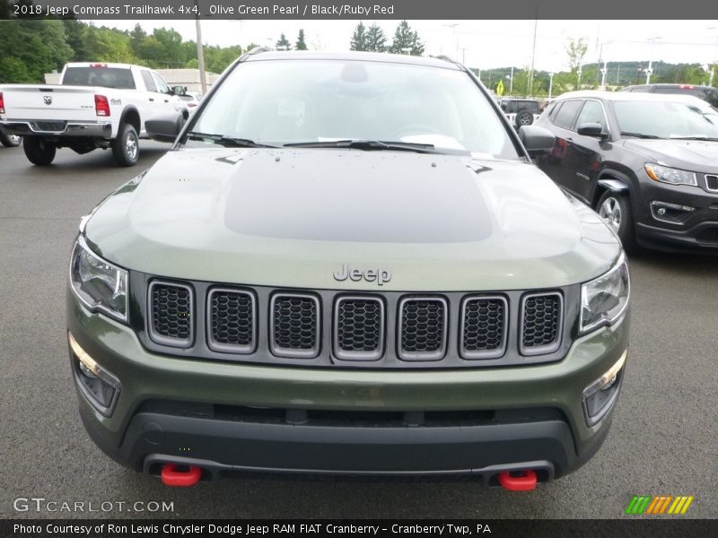 Olive Green Pearl / Black/Ruby Red 2018 Jeep Compass Trailhawk 4x4