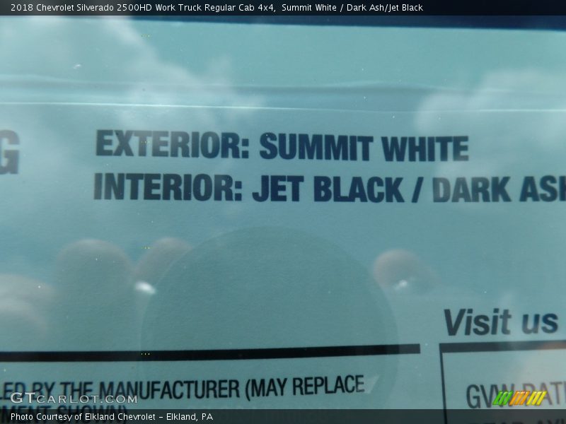 Summit White / Dark Ash/Jet Black 2018 Chevrolet Silverado 2500HD Work Truck Regular Cab 4x4