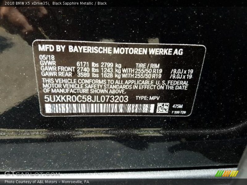 Black Sapphire Metallic / Black 2018 BMW X5 xDrive35i