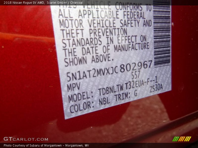 Scarlet Ember / Charcoal 2018 Nissan Rogue SV AWD