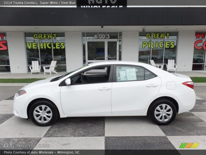 Super White / Steel Blue 2014 Toyota Corolla L