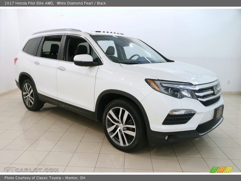 White Diamond Pearl / Black 2017 Honda Pilot Elite AWD