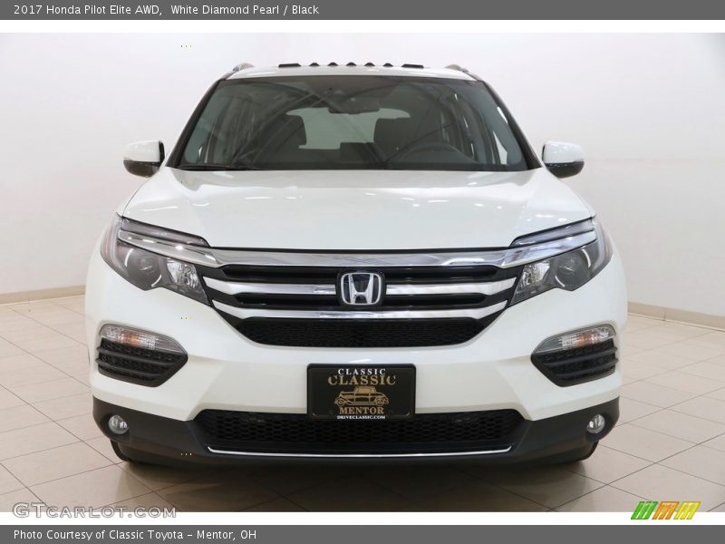 White Diamond Pearl / Black 2017 Honda Pilot Elite AWD