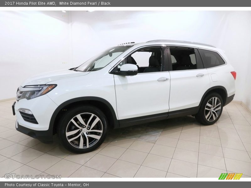 White Diamond Pearl / Black 2017 Honda Pilot Elite AWD
