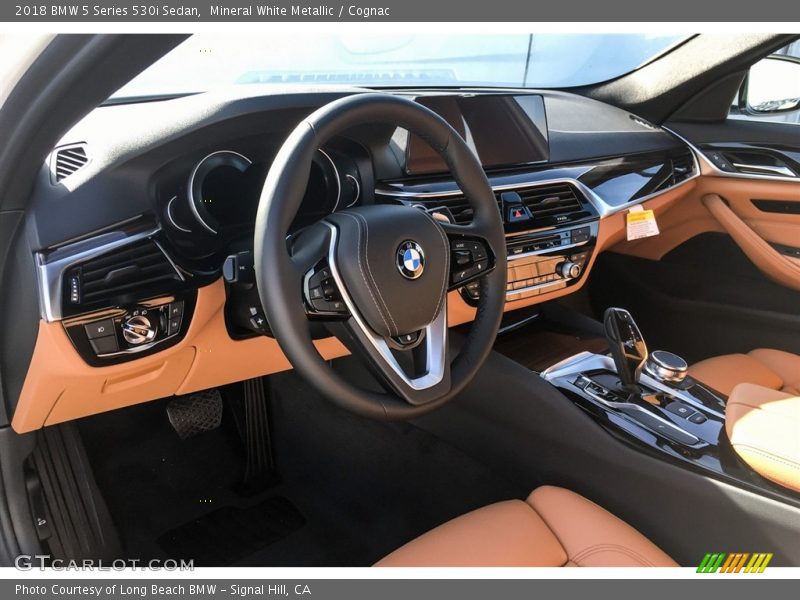 Mineral White Metallic / Cognac 2018 BMW 5 Series 530i Sedan