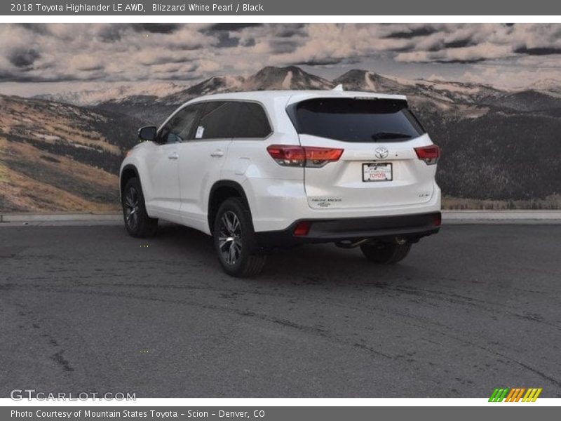 Blizzard White Pearl / Black 2018 Toyota Highlander LE AWD