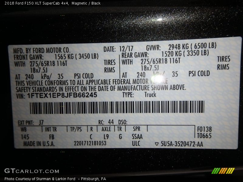 Magnetic / Black 2018 Ford F150 XLT SuperCab 4x4
