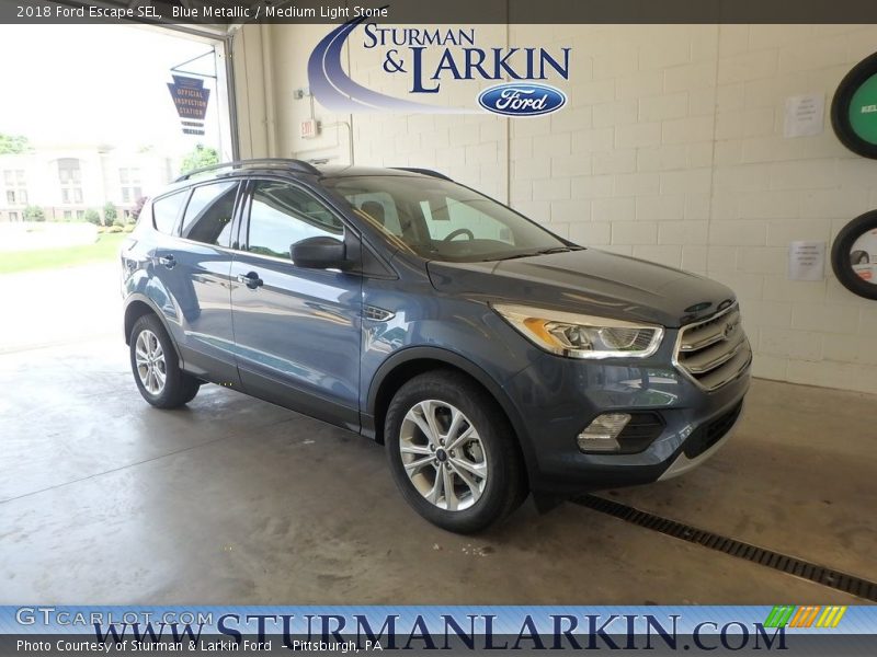 Blue Metallic / Medium Light Stone 2018 Ford Escape SEL