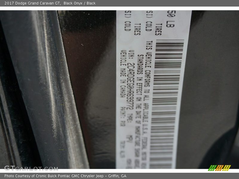 Black Onyx / Black 2017 Dodge Grand Caravan GT