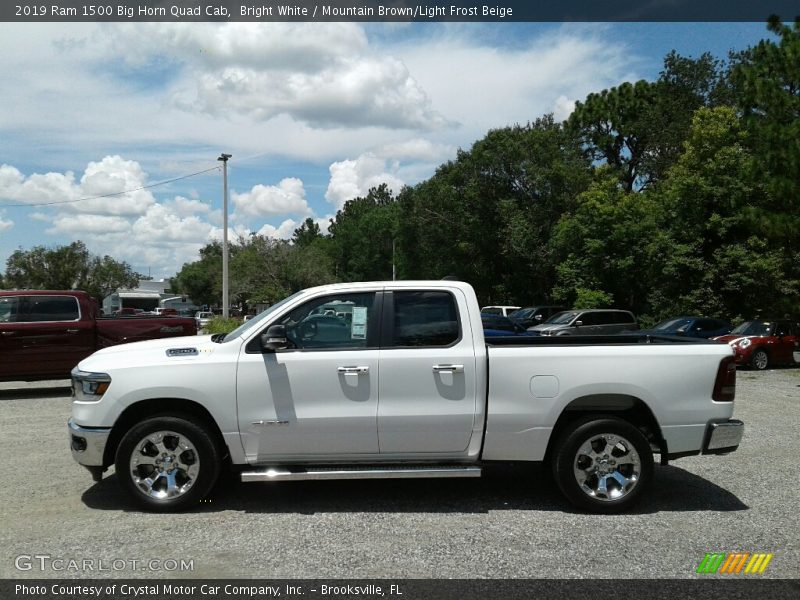 Bright White / Mountain Brown/Light Frost Beige 2019 Ram 1500 Big Horn Quad Cab