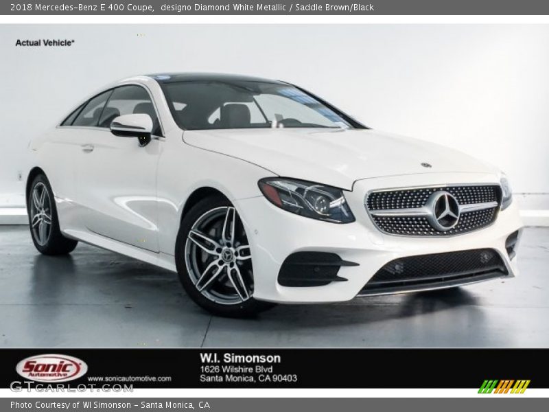 designo Diamond White Metallic / Saddle Brown/Black 2018 Mercedes-Benz E 400 Coupe