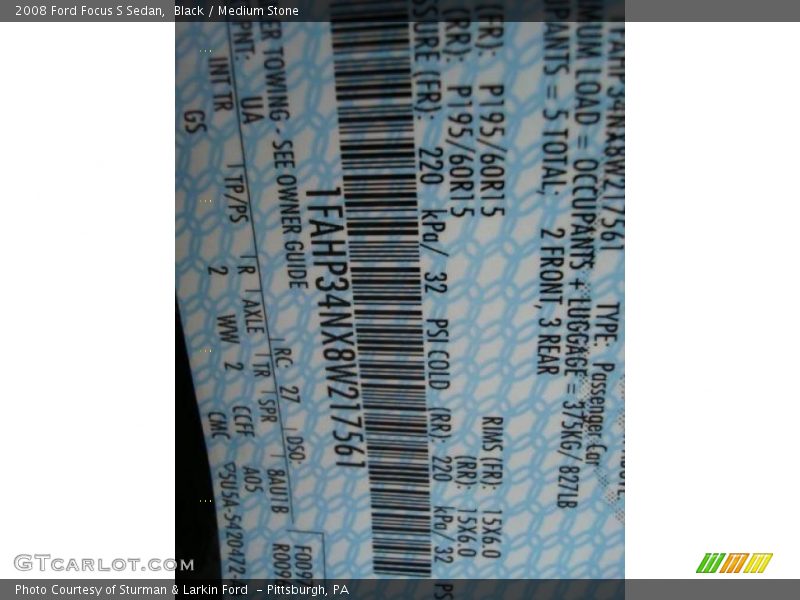 Black / Medium Stone 2008 Ford Focus S Sedan