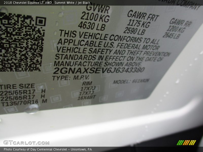 Summit White / Jet Black 2018 Chevrolet Equinox LT AWD