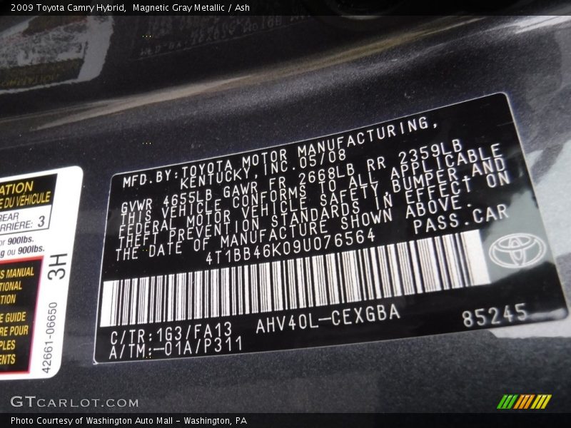 Magnetic Gray Metallic / Ash 2009 Toyota Camry Hybrid