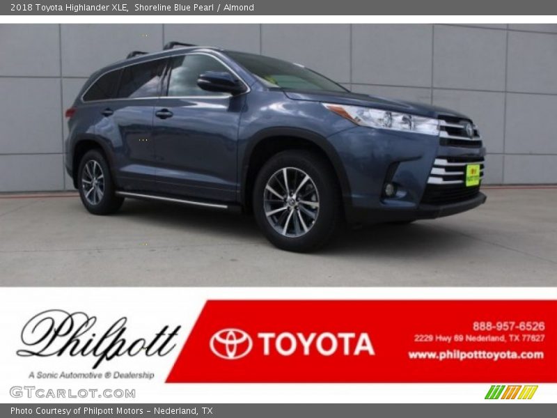 Shoreline Blue Pearl / Almond 2018 Toyota Highlander XLE