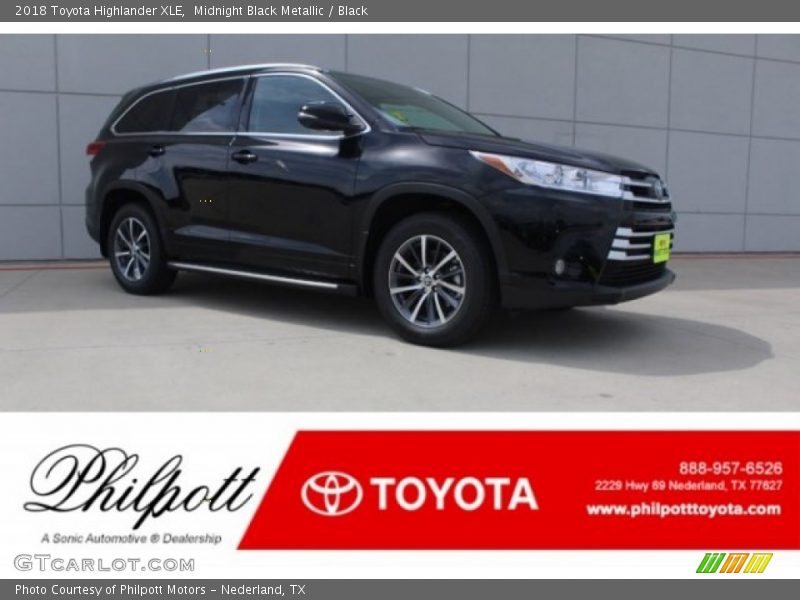 Midnight Black Metallic / Black 2018 Toyota Highlander XLE
