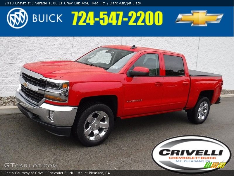 Red Hot / Dark Ash/Jet Black 2018 Chevrolet Silverado 1500 LT Crew Cab 4x4