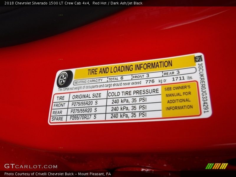 Red Hot / Dark Ash/Jet Black 2018 Chevrolet Silverado 1500 LT Crew Cab 4x4
