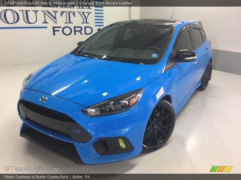 Nitrous Blue / Charcoal Black Recaro Leather 2018 Ford Focus RS Hatch