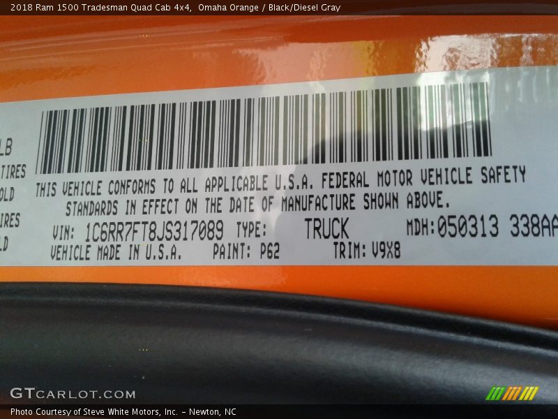Omaha Orange / Black/Diesel Gray 2018 Ram 1500 Tradesman Quad Cab 4x4