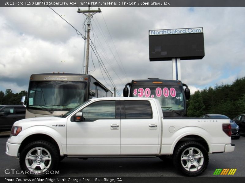 White Platinum Metallic Tri-Coat / Steel Gray/Black 2011 Ford F150 Limited SuperCrew 4x4