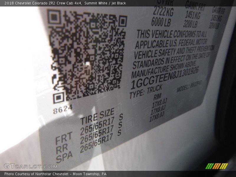 Summit White / Jet Black 2018 Chevrolet Colorado ZR2 Crew Cab 4x4