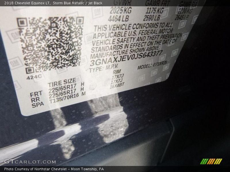 Storm Blue Metallic / Jet Black 2018 Chevrolet Equinox LT