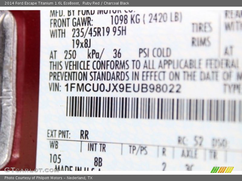 Ruby Red / Charcoal Black 2014 Ford Escape Titanium 1.6L EcoBoost