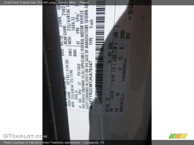 Oxford White / Pewter 2018 Ford Transit Van 250 MR Long