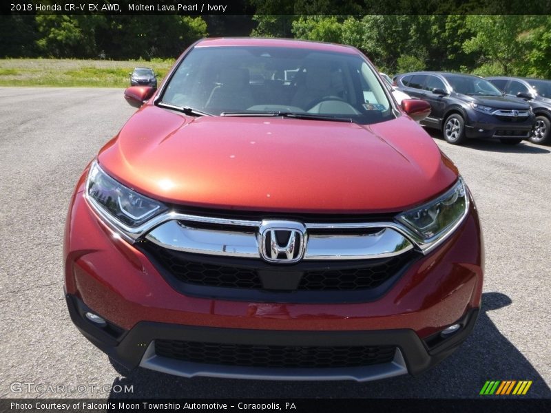 Molten Lava Pearl / Ivory 2018 Honda CR-V EX AWD