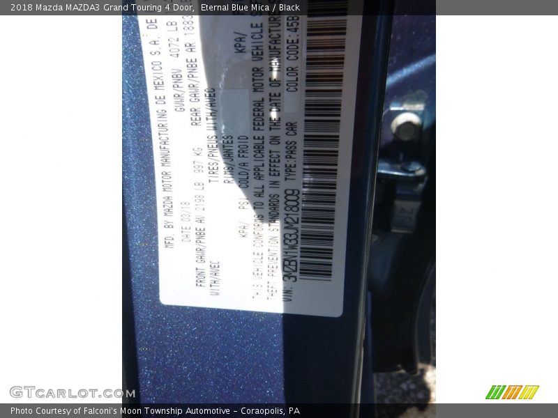 Eternal Blue Mica / Black 2018 Mazda MAZDA3 Grand Touring 4 Door
