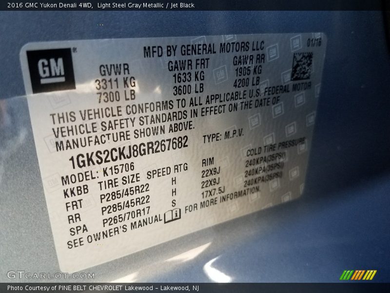 Light Steel Gray Metallic / Jet Black 2016 GMC Yukon Denali 4WD