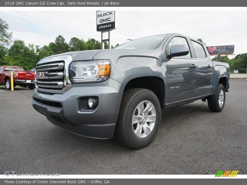 Satin Steel Metallic / Jet Black 2018 GMC Canyon SLE Crew Cab