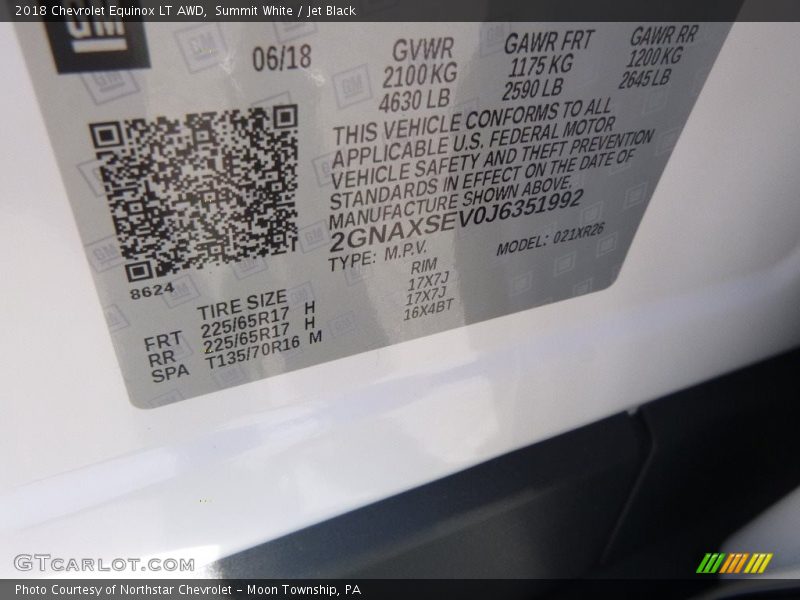 Summit White / Jet Black 2018 Chevrolet Equinox LT AWD