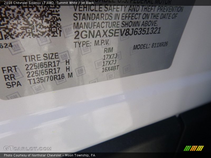 Summit White / Jet Black 2018 Chevrolet Equinox LT AWD