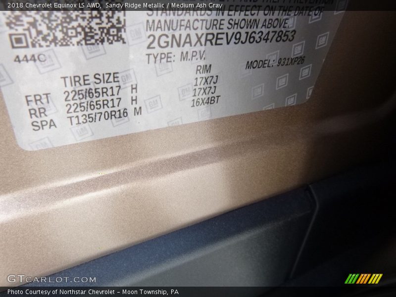 Sandy Ridge Metallic / Medium Ash Gray 2018 Chevrolet Equinox LS AWD